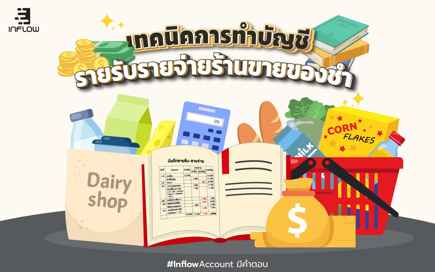 เทคนิคการทำ บัญชีรายรับรายจ่ายร้านขายของชำ - สำนักงานบัญชี Inflow Account